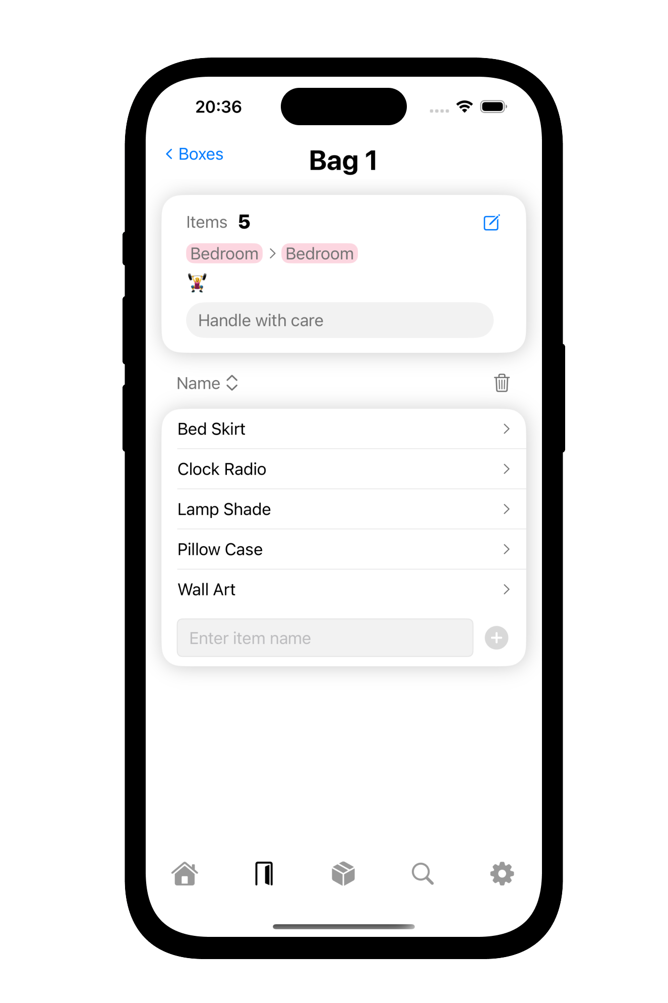 Add Your Items Interface